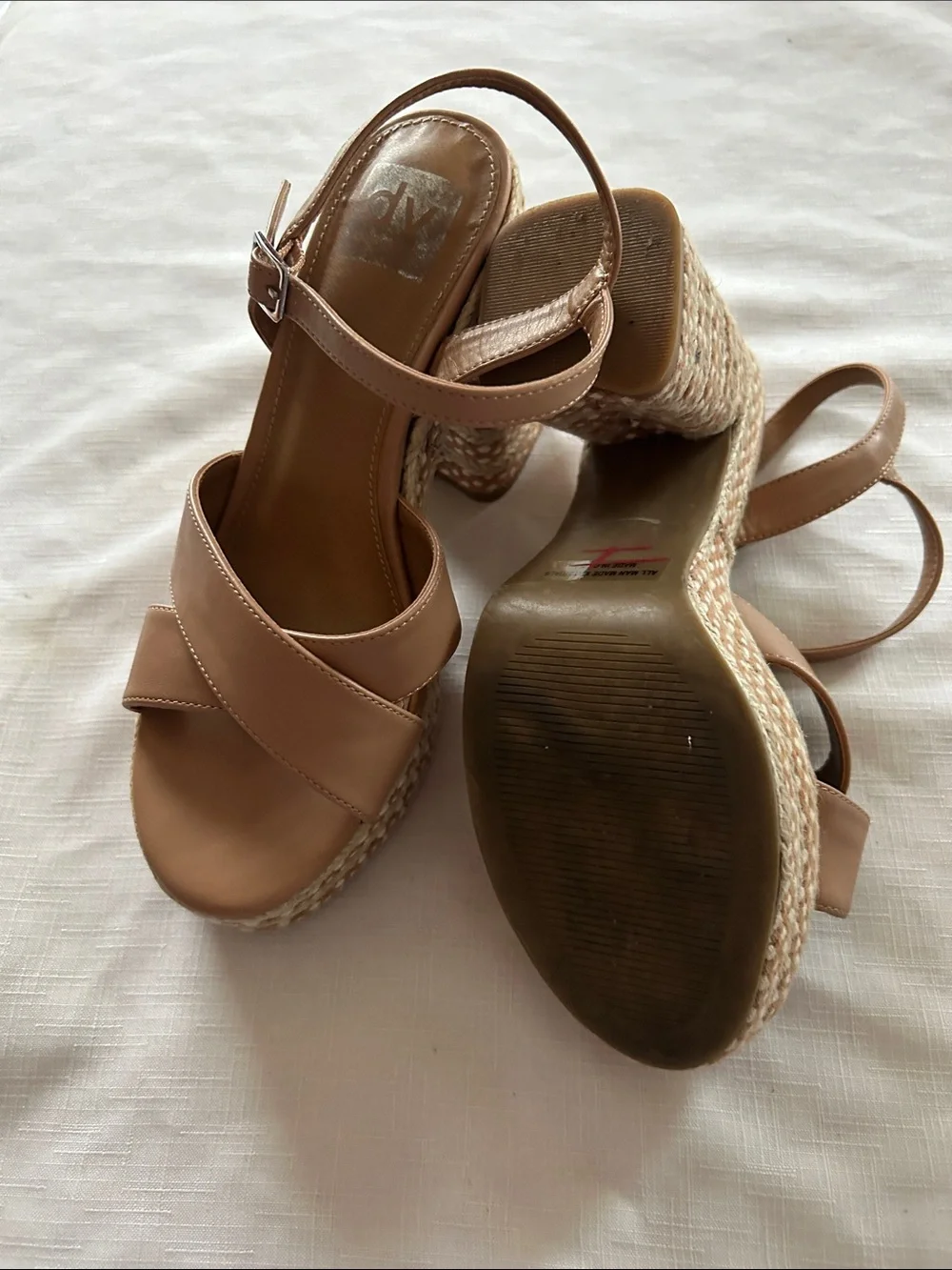 Dolce Vita Tan Cross-Strap Wedge Sandals